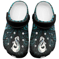 New Zealand Maori Clogs Shoes Poutama Manaia Turquoise Paua Shell LT05 Turquoise - Polynesian Pride