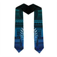 New Zealand Maori Koru Fern Graduation Stole Spiral Polynesian Style Aqua Gradient