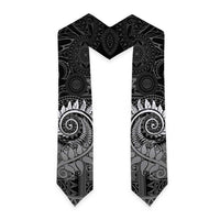 New Zealand Maori Koru Fern Graduation Stole Spiral Polynesian Style Gray