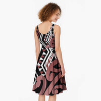 New Zealand Midi Dress Aotearoa Kowhaiwhai Mix Taniko Art - Brown