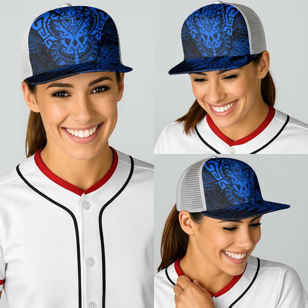 New Zealand Rugby All Blue Baseball Net Cap Silver Fern All Black Mix Ta Moko - Polynesian Pride