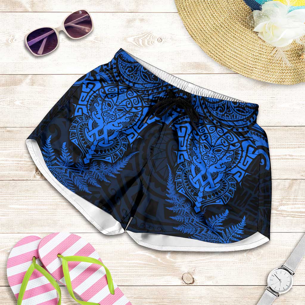 New Zealand Rugby All Blue Shorts for Women Silver Fern All Black Mix Ta Moko LT9 Blue - Polynesian Pride