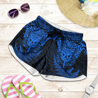 New Zealand Rugby All Blue Shorts for Women Silver Fern All Black Mix Ta Moko LT9 Blue - Polynesian Pride