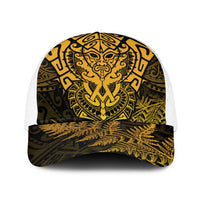 New Zealand Rugby All  Gold Baseball Net Cap Silver Fern All Black Mix Ta Moko - Polynesian Pride