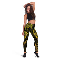 New Zealand Rugby All Gold Leggings Silver Fern All Black Mix Ta Moko LT09
