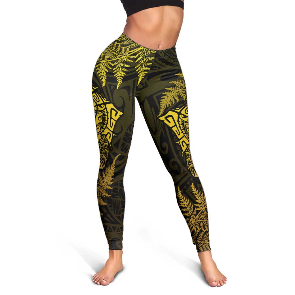New Zealand Rugby All Gold Leggings Silver Fern All Black Mix Ta Moko LT09
