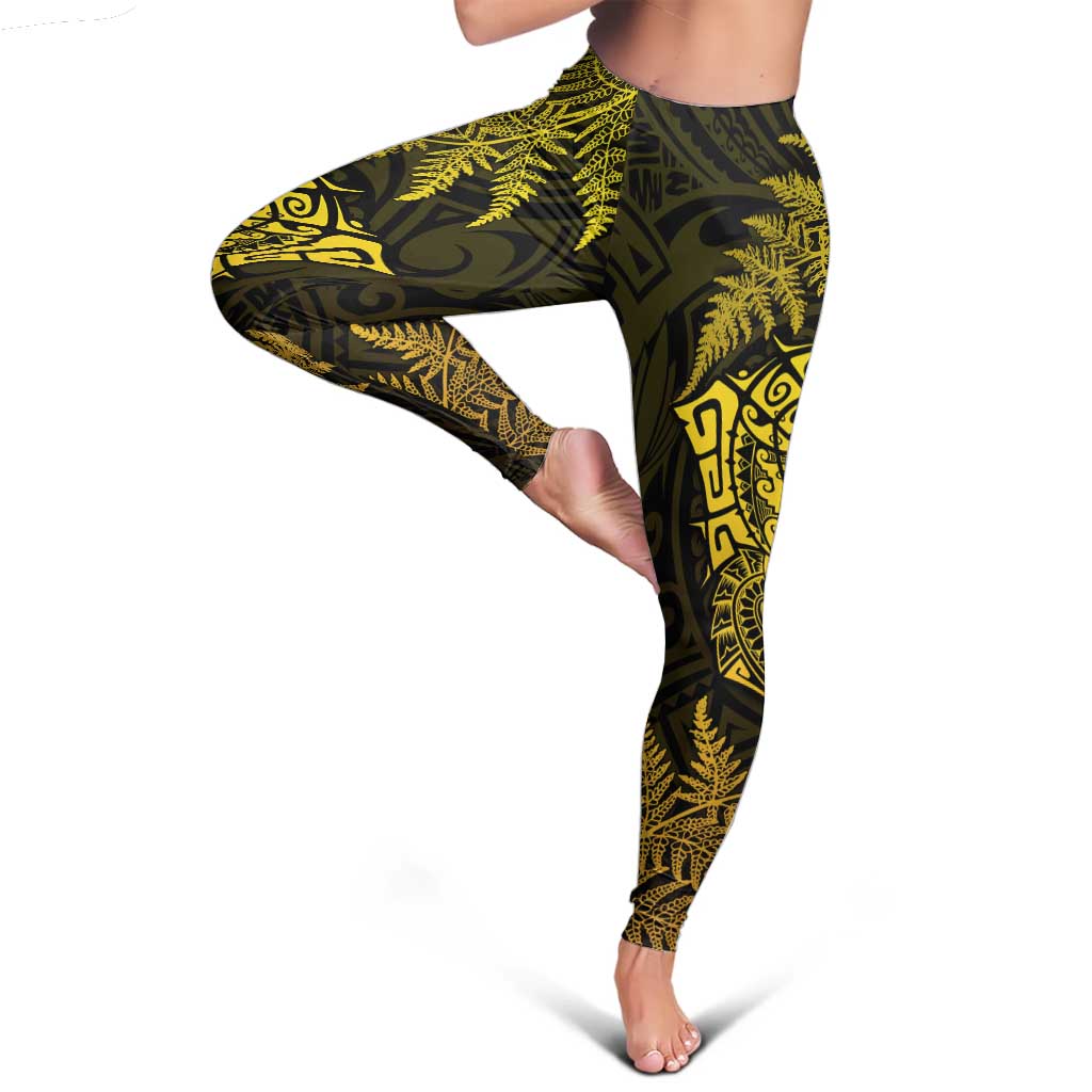 New Zealand Rugby All Gold Leggings Silver Fern All Black Mix Ta Moko LT09