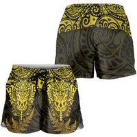 New Zealand Rugby All Gold Shorts for Women Silver Fern All Black Mix Ta Moko LT9 - Polynesian Pride