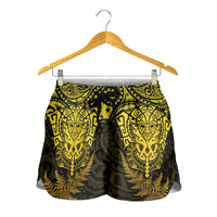 New Zealand Rugby All Gold Shorts for Women Silver Fern All Black Mix Ta Moko LT9 - Polynesian Pride