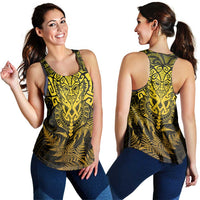 New Zealand Rugby All Gold Women Racerback Tank Silver Fern All Black Mix Ta Moko LT9 - Polynesian Pride