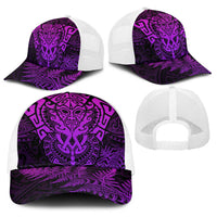 New Zealand Rugby All Purple Baseball Net Cap Silver Fern All Black Mix Ta Moko - Polynesian Pride