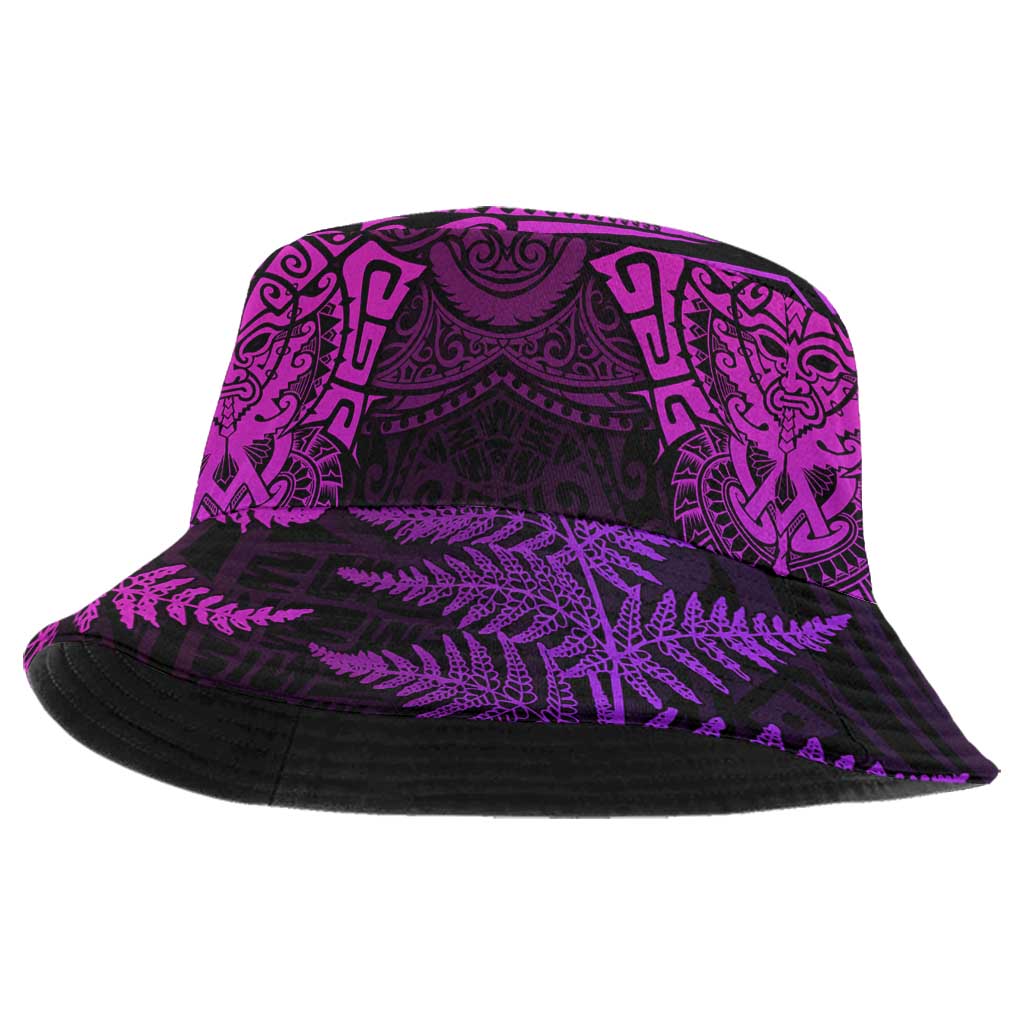 New Zealand Rugby All Purple Bucket Hat Silver Fern All Black Mix Ta Moko - Polynesian Pride