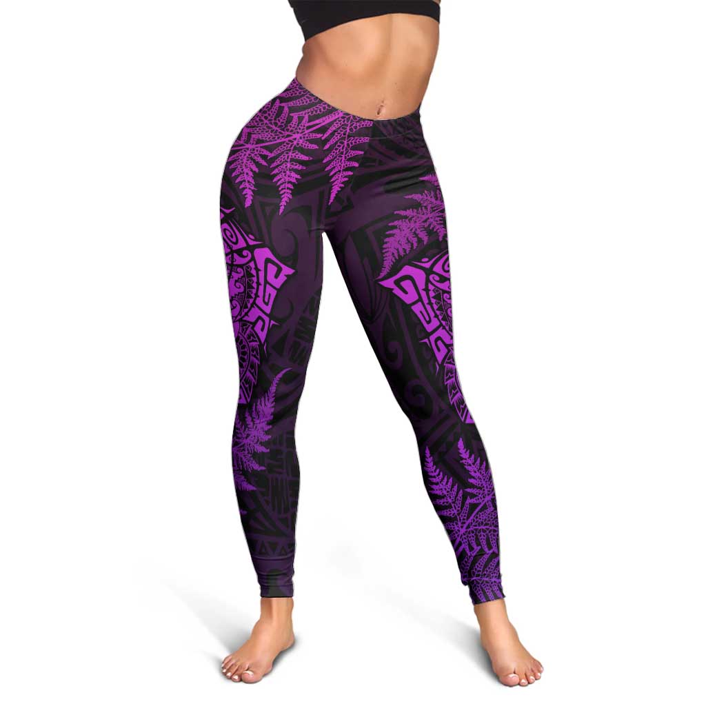 New Zealand Rugby All Purple Leggings Silver Fern All Black Mix Ta Moko LT09