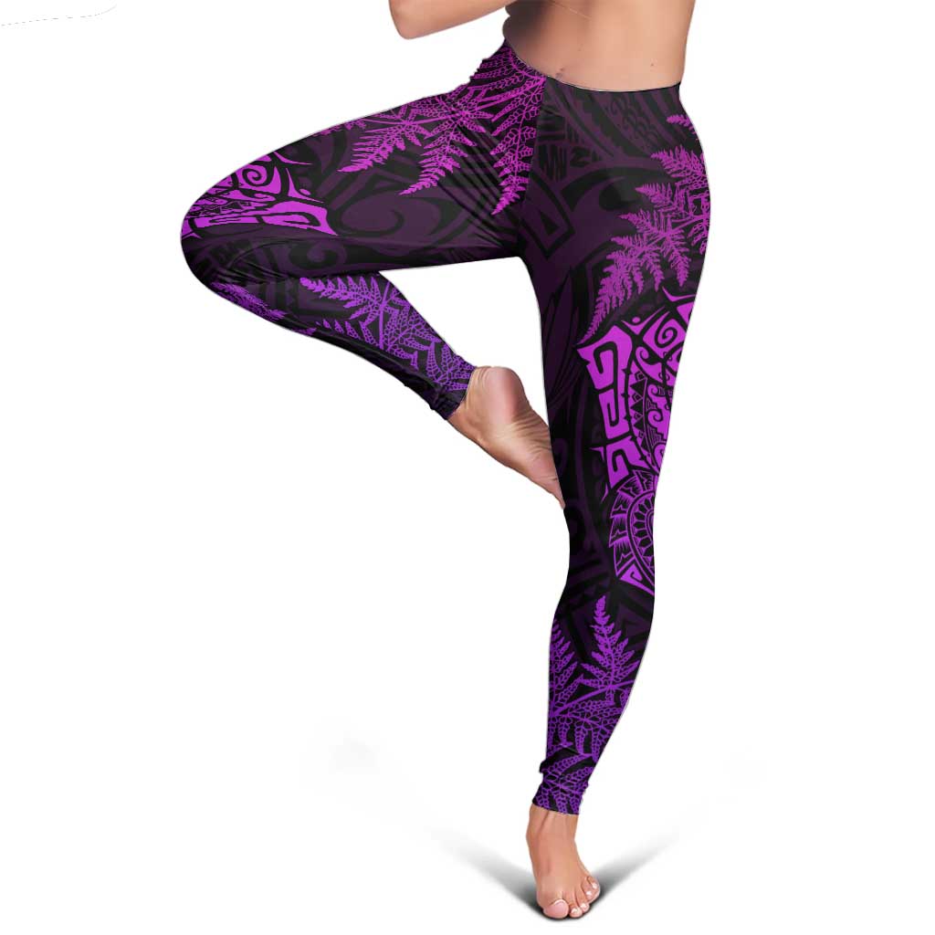 New Zealand Rugby All Purple Leggings Silver Fern All Black Mix Ta Moko LT09