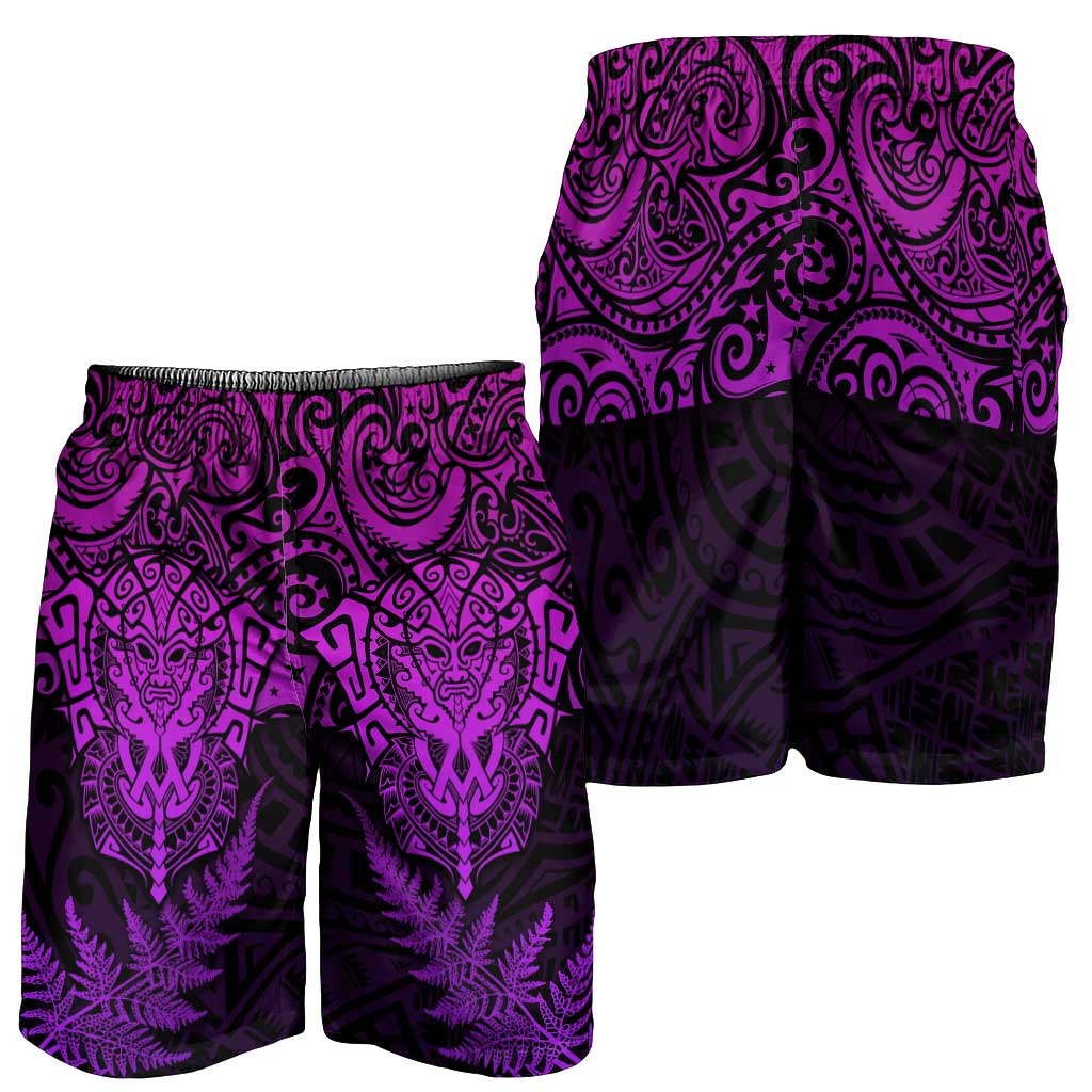 New Zealand Rugby All Purple Shorts for Men Silver Fern All Black Mix Ta Moko LT9 - Polynesian Pride