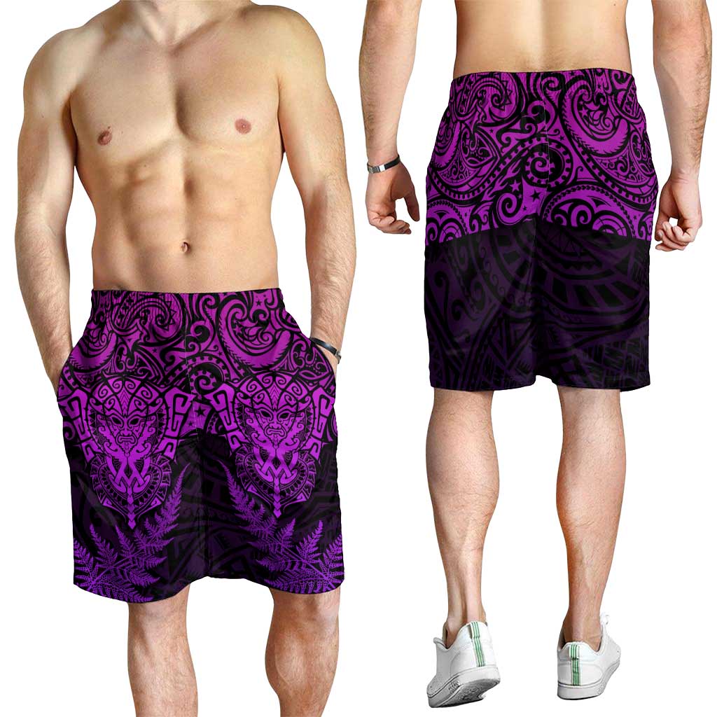 New Zealand Rugby All Purple Shorts for Men Silver Fern All Black Mix Ta Moko LT9 - Polynesian Pride