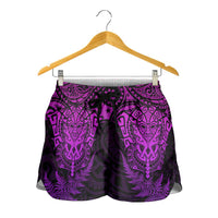 New Zealand Rugby All Purple Shorts for Women Silver Fern All Black Mix Ta Moko LT9 - Polynesian Pride
