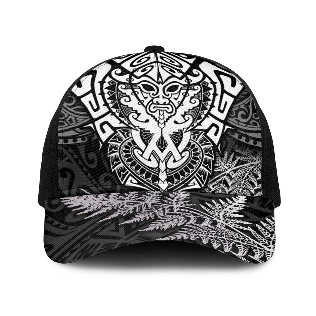 New Zealand Rugby All White Baseball Net Cap Silver Fern All Black Mix Ta Moko - Polynesian Pride