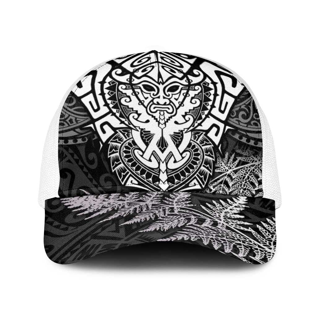 New Zealand Rugby All White Baseball Net Cap Silver Fern All Black Mix Ta Moko - Polynesian Pride