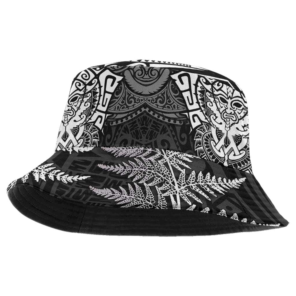 New Zealand Rugby All White Bucket Hat Silver Fern All Black Mix Ta Moko - Polynesian Pride