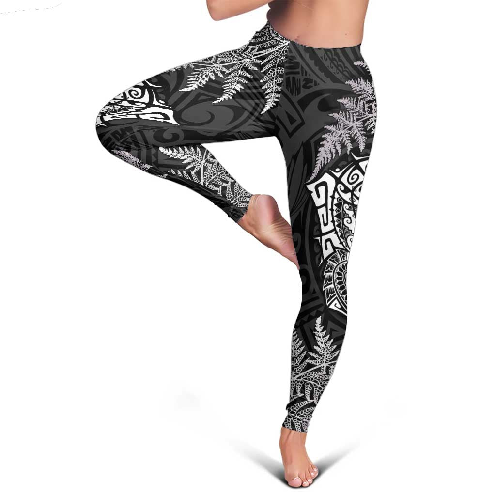 New Zealand Rugby All White Leggings Silver Fern All Black Mix Ta Moko LT09
