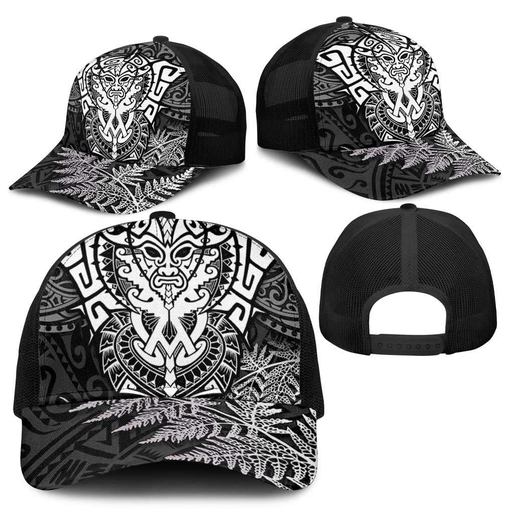 New Zealand Rugby All White Mesh Trucker Cap Silver Fern All Black Mix Ta Moko - Polynesian Pride
