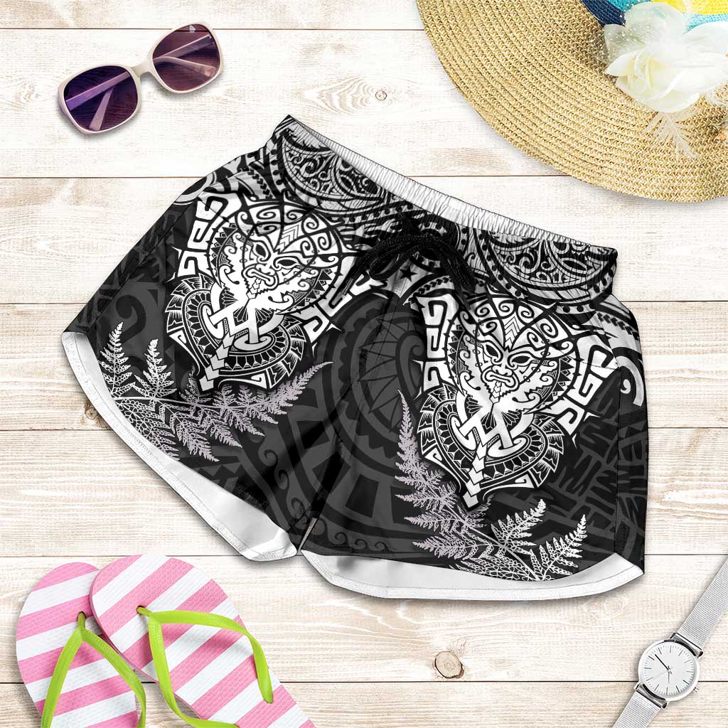 New Zealand Rugby All White Shorts for Women Silver Fern All Black Mix Ta Moko LT9 White - Polynesian Pride