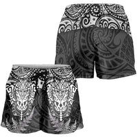New Zealand Rugby All White Shorts for Women Silver Fern All Black Mix Ta Moko LT9 - Polynesian Pride