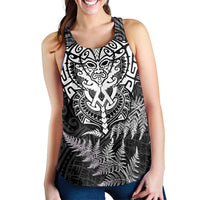 New Zealand Rugby All White Women Racerback Tank Silver Fern All Black Mix Ta Moko LT9 - Polynesian Pride