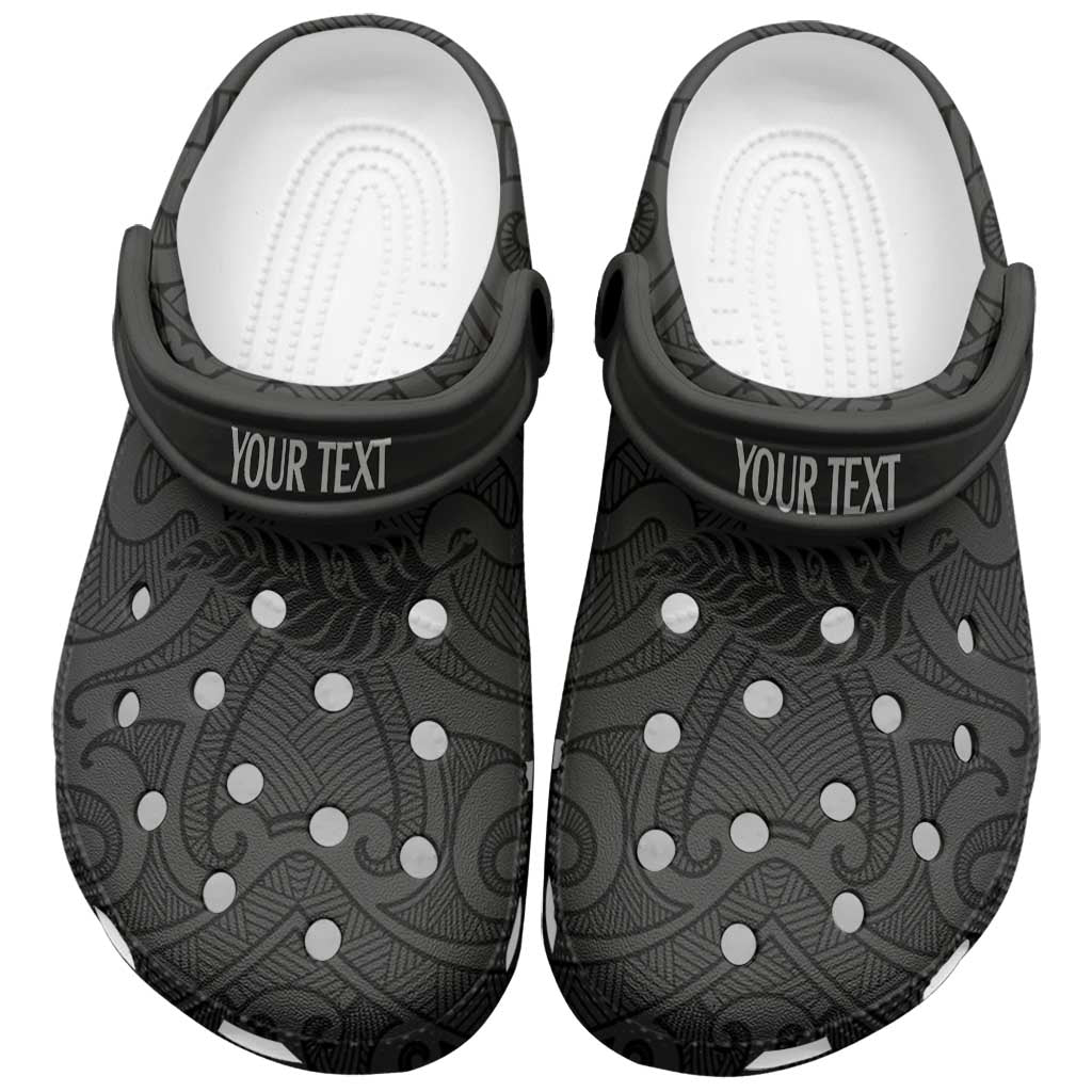 New Zealand Rugby Personalised Clogs Shoes All Black Fern Maori Tribal Pattern - Polynesian Pride