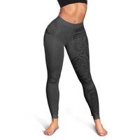 New Zealand Rugby Personalised Leggings All Black Fern Maori Tribal Pattern LT9 - Polynesian Pride