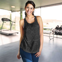 New Zealand Rugby Personalised Women Racerback Tank All Black Fern Maori Tribal Pattern - Polynesian Pride