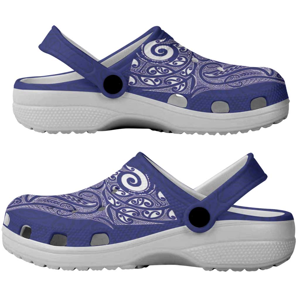 New Zealand Sea Animals with Maori Tribal Tattoo Clogs Shoes Blue Color LT03