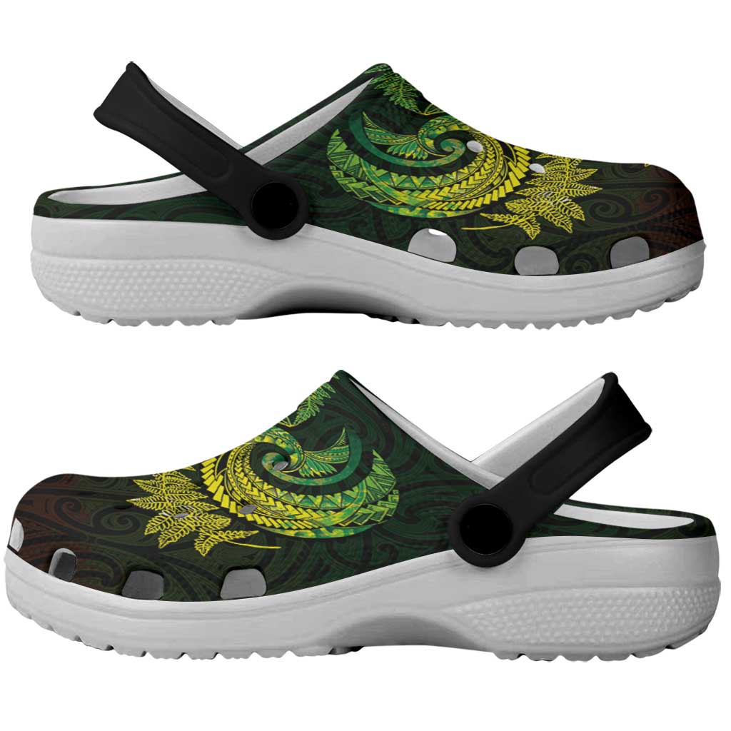 New Zealand Sea Animals with Maori Tribal Tattoo Clogs Shoes Shark Manta Ray with Silver Fern Reggae LT03 - Polynesian Pride