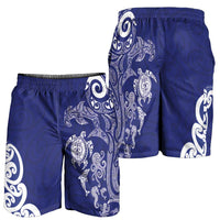 New Zealand Sea Animals with Maori Tribal Tattoo Shorts for Men Blue Color LT03 - Polynesian Pride