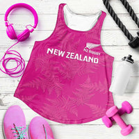 New Zealand Silver Fern Rugby Custom Women Racerback Tank Go Aotearoa Champions World Cup Pink LT14 Pink - Polynesian Pride
