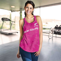 New Zealand Silver Fern Rugby Custom Women Racerback Tank Go Aotearoa Champions World Cup Pink LT14 - Polynesian Pride