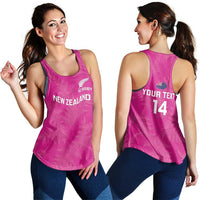New Zealand Silver Fern Rugby Custom Women Racerback Tank Go Aotearoa Champions World Cup Pink LT14 - Polynesian Pride