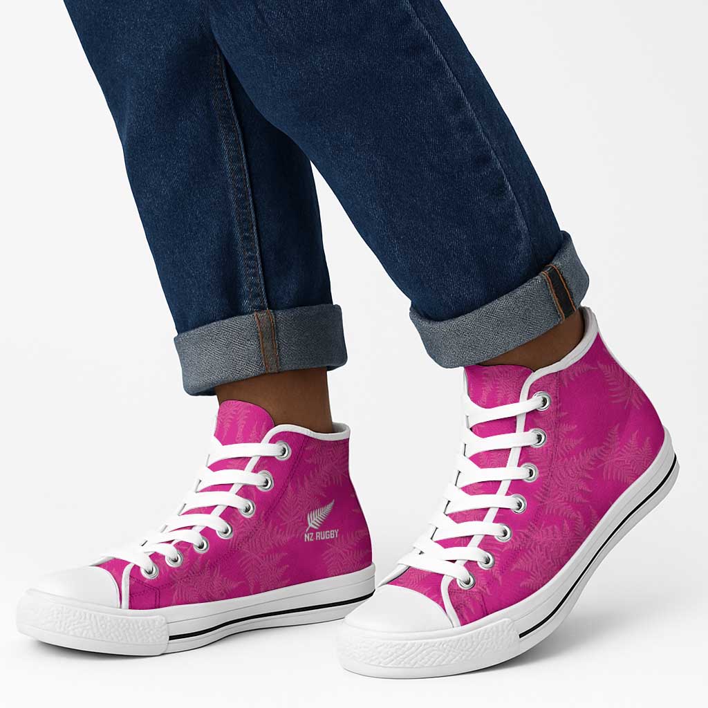 New Zealand Silver Fern Rugby High Top Shoes Go Aotearoa World Cup Pink Version - Polynesian Pride