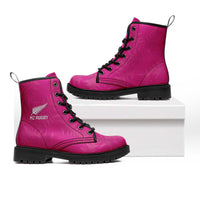 New Zealand Silver Fern Rugby Leather Boots Go Aotearoa World Cup Pink Version - Polynesian Pride
