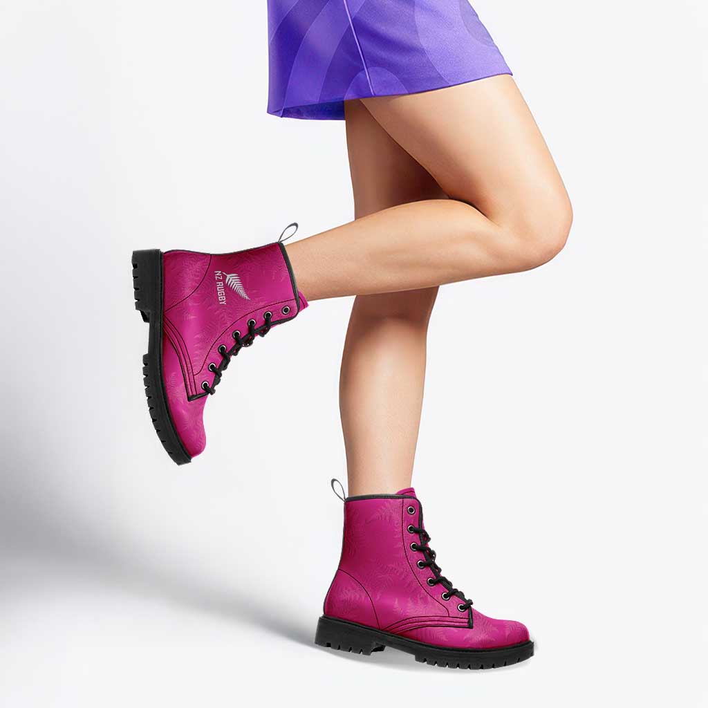 New Zealand Silver Fern Rugby Leather Boots Go Aotearoa World Cup Pink Version - Polynesian Pride