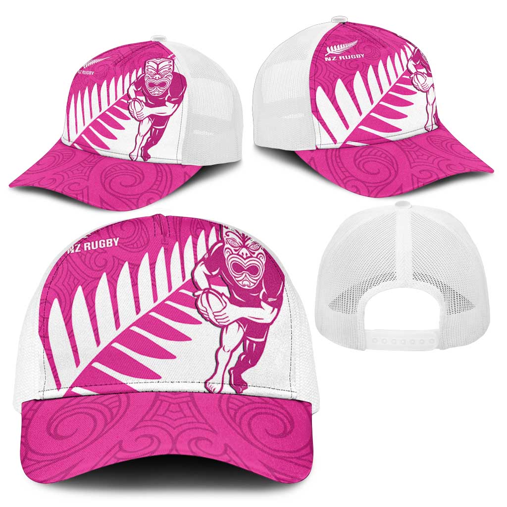 New Zealand Silver Fern Rugby Mesh Trucker Cap Go All Black Maori Pink Version - Polynesian Pride