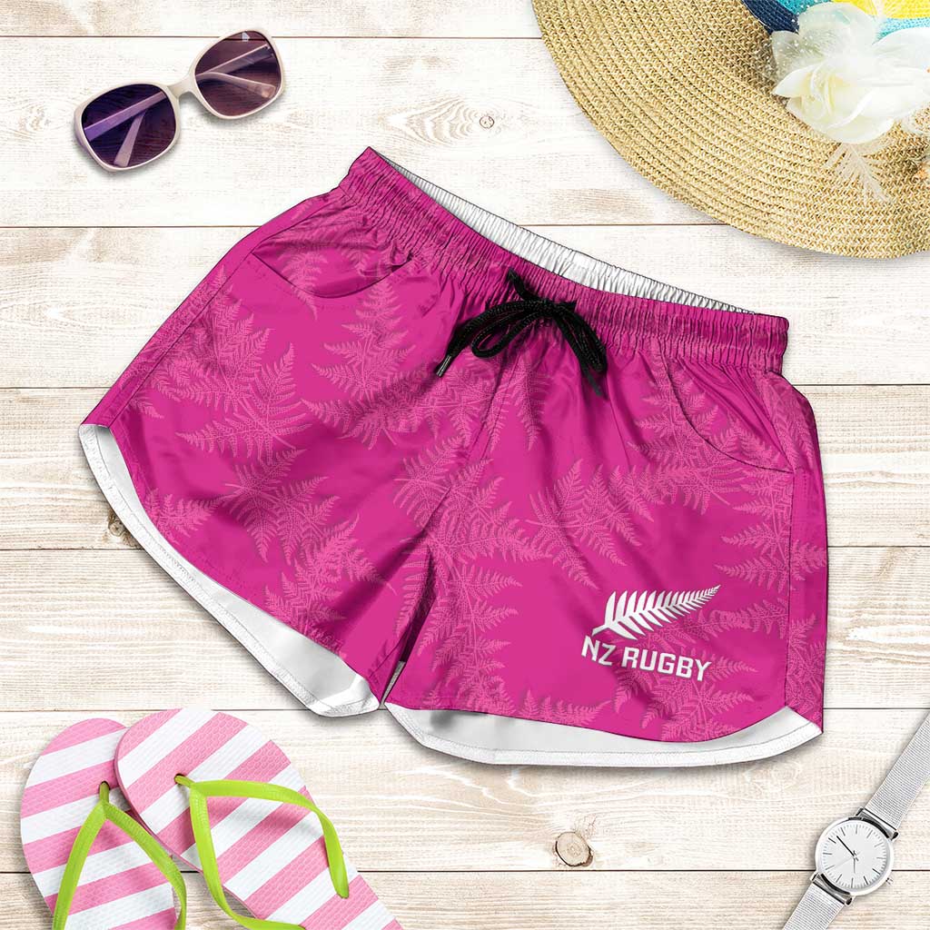 New Zealand Silver Fern Rugby Shorts for Women Go Aotearoa Champions World Cup Pink LT14 Pink - Polynesian Pride