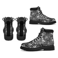 New Zealand Taiaha Maori All Season Boots Kiwikiwi Minimalist Silver Fern Tukutuku Motif LT9 - Polynesian Pride
