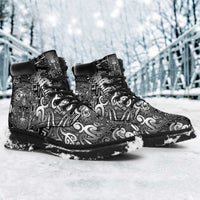New Zealand Taiaha Maori All Season Boots Kiwikiwi Minimalist Silver Fern Tukutuku Motif LT9 - Polynesian Pride