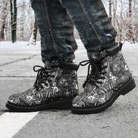 New Zealand Taiaha Maori All Season Boots Kiwikiwi Minimalist Silver Fern Tukutuku Motif LT9 - Polynesian Pride
