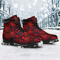 New Zealand Taiaha Maori All Season Boots Whero Minimalist Silver Fern Tukutuku Motif LT9 - Polynesian Pride