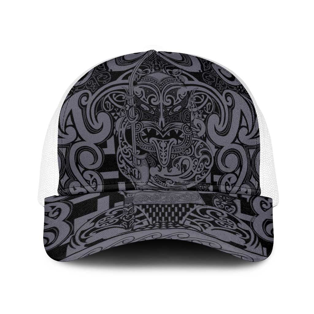 New Zealand Taiaha Maori Baseball Net Cap Minimalist Silver Fern All Black - Polynesian Pride