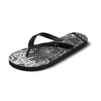 New Zealand Taiaha Maori Flip Flops Kiwikiwi Minimalist Silver Fern Tukutuku Motif LT9 - Polynesian Pride