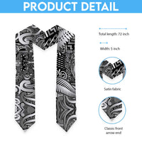 New Zealand Taiaha Maori Graduation Stole Kiwikiwi Minimalist Silver Fern Tukutuku Motif LT9 - Polynesian Pride